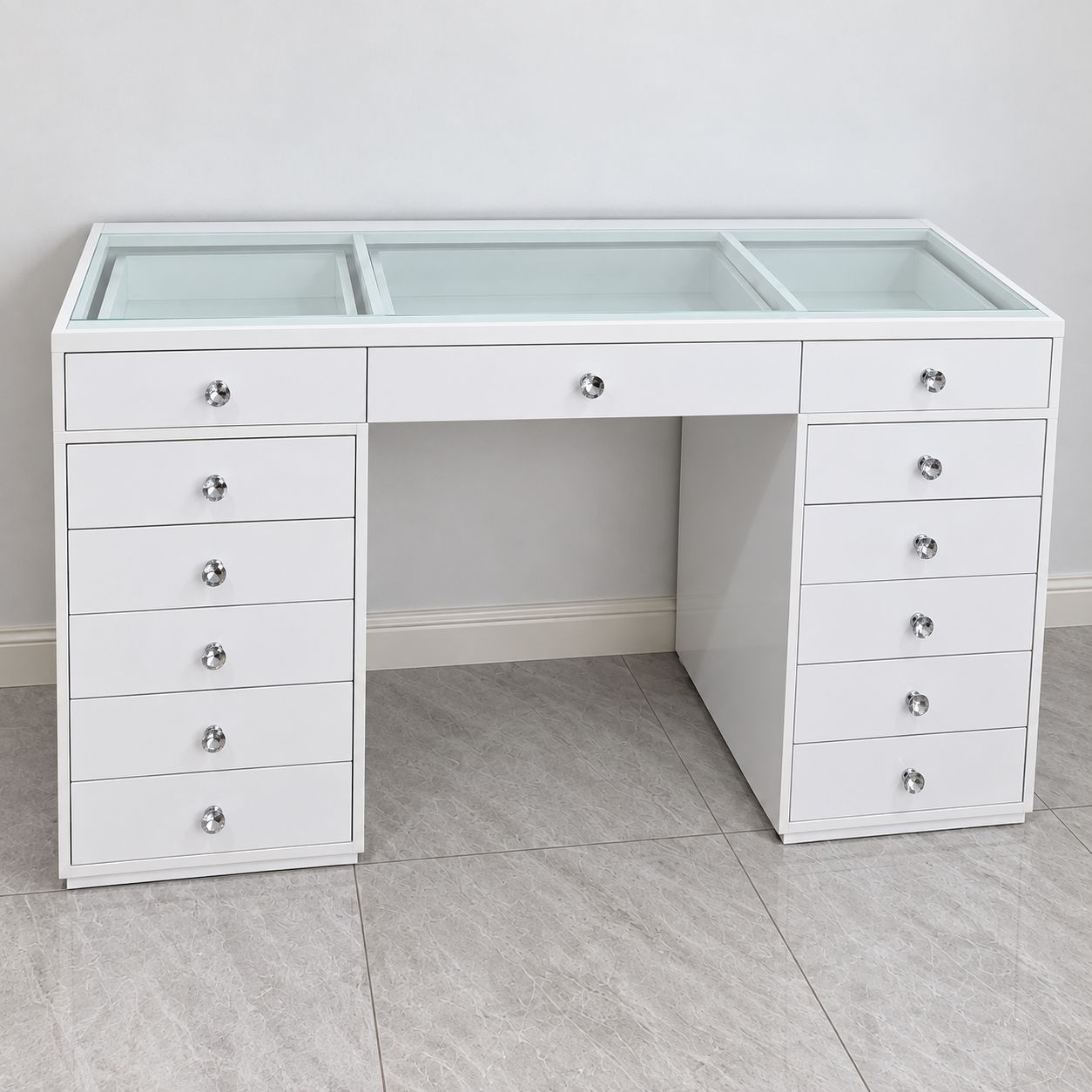 Vanity Vault's own Babyface vanity photograph; mirror and seating are not included in the table-only price
