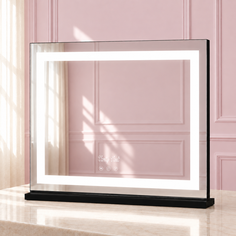 The Mini Nova: Black Edition in a soft blush pink setting