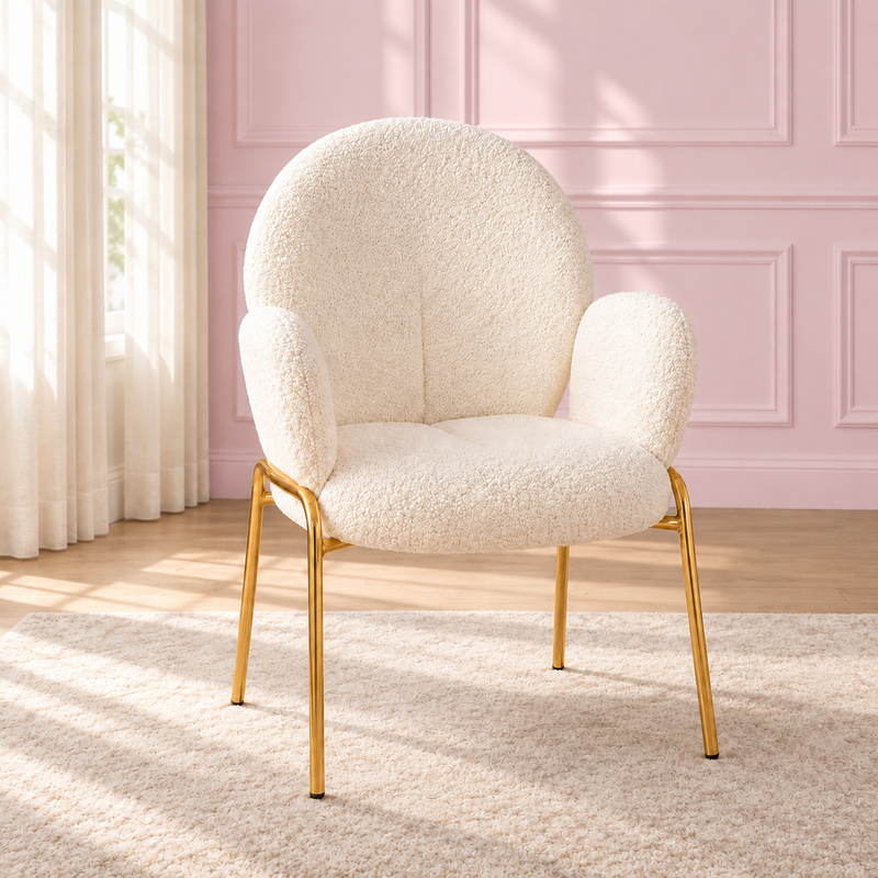 The Candy Cloud Lounge Seat in a soft blush pink setting