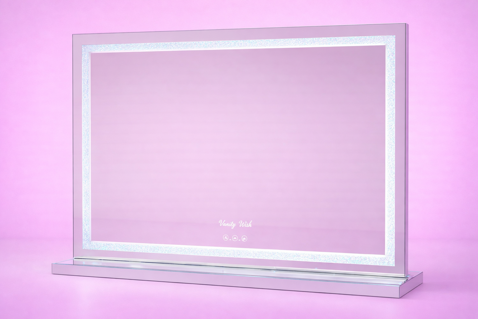 Premium Crystal Frost Hollywood mirror in Australia with sparkling crystal detailing, soft LED lighting and a luxury statement frame for makeup vanities and beauty rooms by Vanity Vault.
