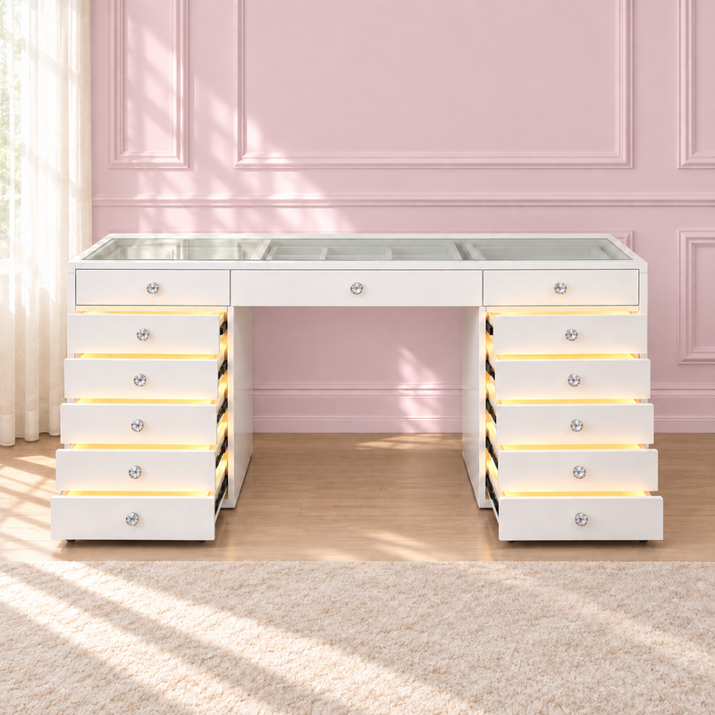 PRE ORDER: The Deluxe Vanity in a soft blush pink setting