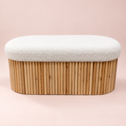 Sienna Ottoman Set closed ivory boucle storage bench