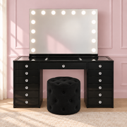 The Essentials Collecton: Black Edition vanity package — with clear faceted crystal drawer knobs.