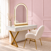 The Heaven Sent Collection vanity package — with clear faceted crystal drawer knobs.