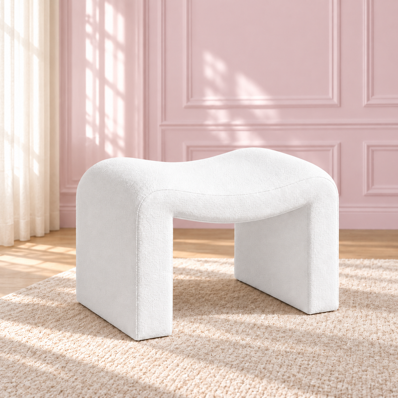 Willow Curve Seat in a soft blush pink setting