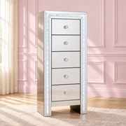 The Winter Whisper Tallboy in a soft blush pink setting